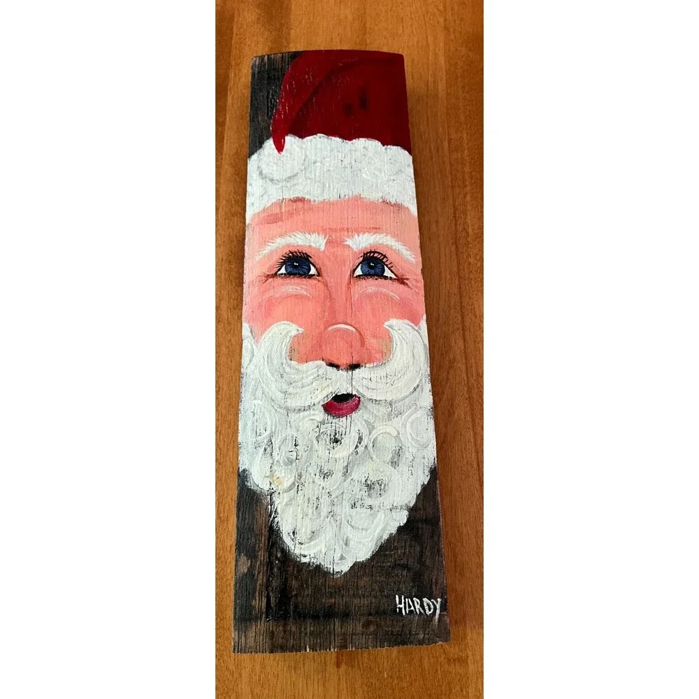 Bourbon Barrel Stave Art Painted by Hardy Santa Claus Holiday Christmas 14x4
